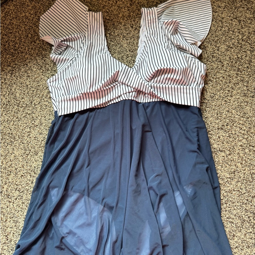 Striped Black and White swim dress